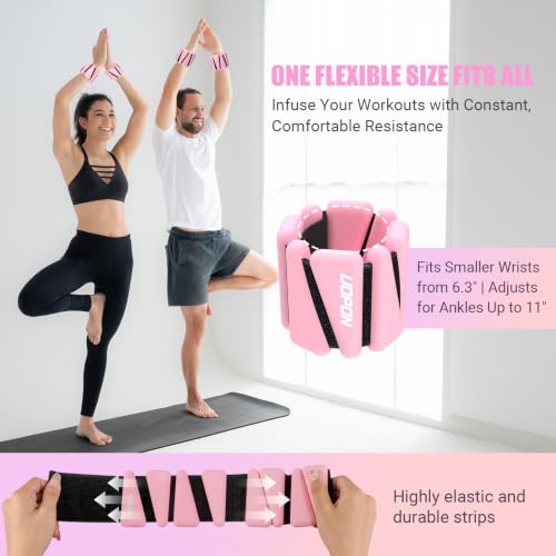 UOPON Pink 2 lb Wrist & Ankle Weights Set, Adjustable Silicone Core 1 lb each