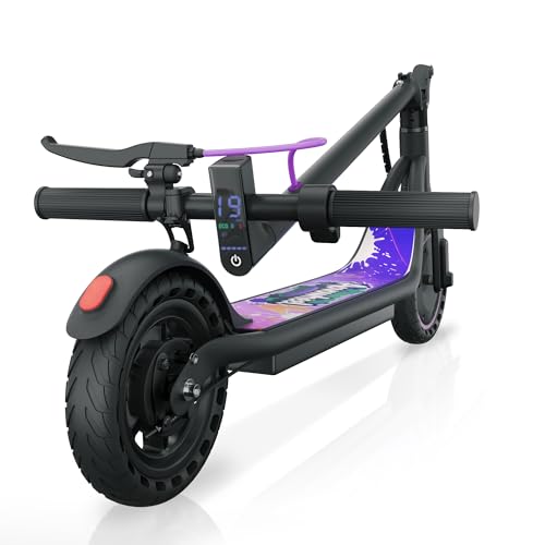 Electric Scooter for Adults - Folding E-Scooter, 350W Motor, 16 MPH, 19 Miles Range, Dual Brakes, APP - Purple-Black