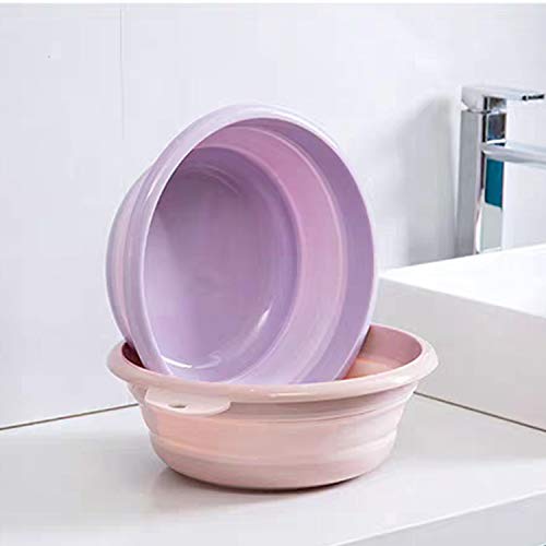 Collapsible Wash Basin Set - 2 Pack Portable Dish Sink for Camping & Home - Khaki & Purple