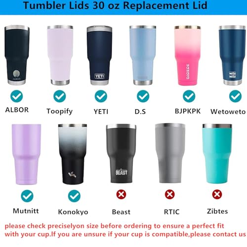 30 oz Replacement Tumblers Lids - Spill Proof, 2 Pack (Black)