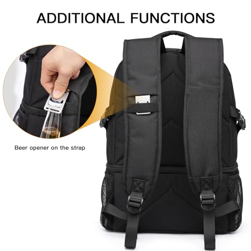 TUGUAN Insulated Dual Compartment Cooler Backpack for 16 Cans - Black 8901