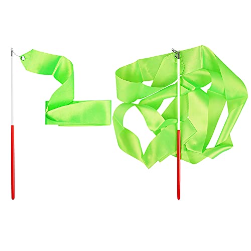 Green Rhythmic Gymnastics Wands Set - 2 Pack Dance Streamers