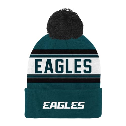 NFL Youth Beanie Hat - Philadelphia Eagles Cuffed Pom Knit