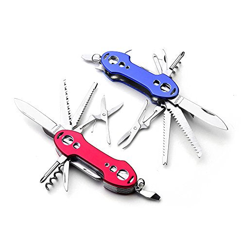 2 Pack Swiss Army Multi-Tool Pocket Knives with 13 Functions, Stainless Steel