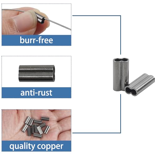 100pcs Double Barrel Fishing Crimp Sleeves - Inner Dia 1.0mm