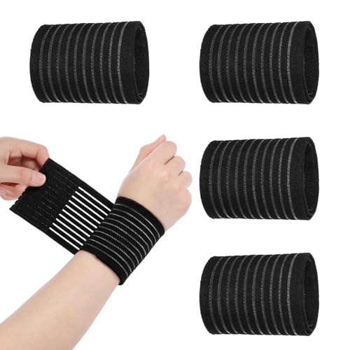 Adjustable Wrist Wraps - 4 PCS Compression Support Bands - Black