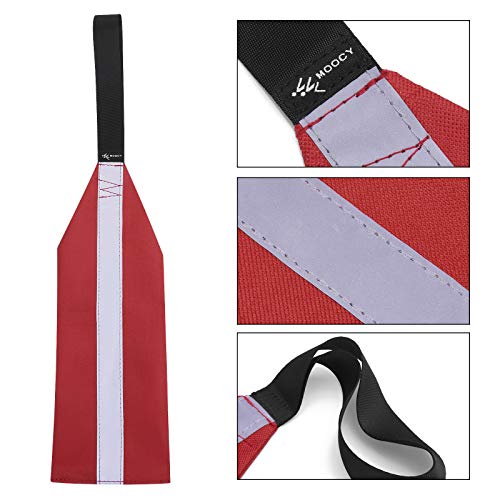 Durable Safety Tow Flag with Webbing for Kayak - Red with Reflective Band
