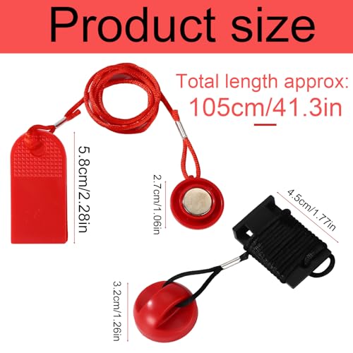 2-Pack Universal Treadmill Safety Key with Clip - Black & Red