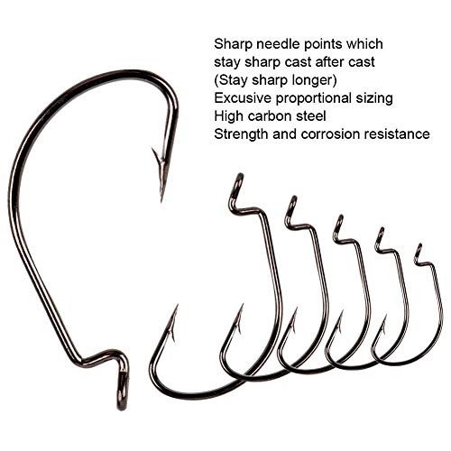 Weedless Fishing Hooks - High Carbon Steel Worm Hooks - 50PCS in Silver