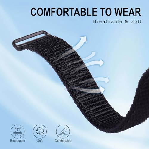 Nylon Loop Sport Watch Band Replacement Strap - Black