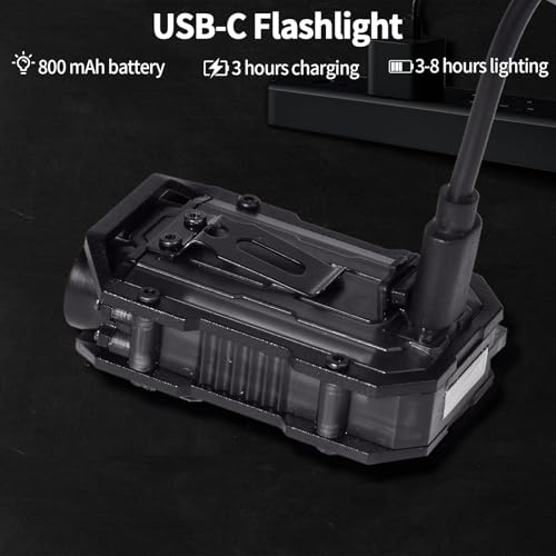 KunHe 4 Pack Bulk Mini Keychain Flashlight with Clip High Lumen USB-C Rechargeable with COB Side Light 8 Modes Suitable for Night Work Camping Hiking Dog Walking Gift