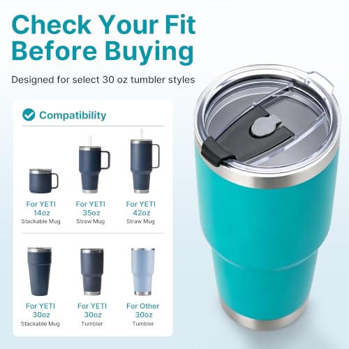 30oz Tumbler Lid - Compatible with YETI, Black, 1 Pack