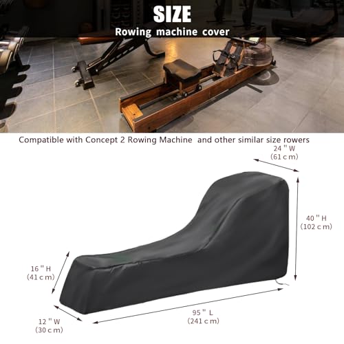 Rowing Machine Cover - Waterproof 95"L x 24"W x 40"H Protective Cover