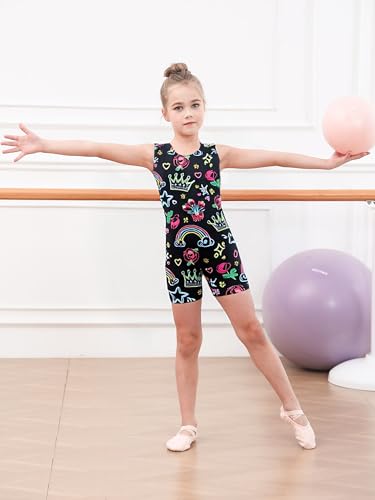 Gymnastics Leotards for Girls 8-9 Years - Neon Ballet Unitard with Shorts