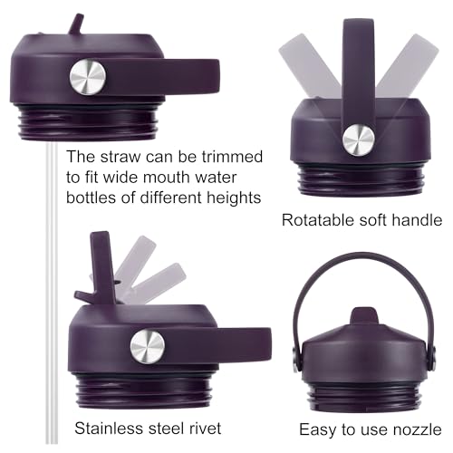 FLORAPELL Nordic Purple Straw Lid for Yeti Rambler 18oz-64oz Water Bottles with Handle