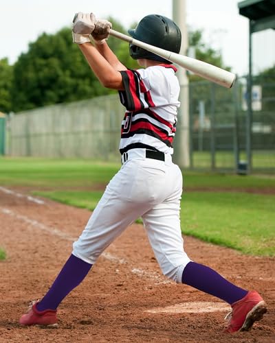 High Football Socks - Large Size, Purple and White