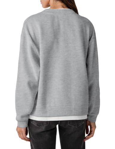 Mostrend Women's Grey Faux Double Layered Lightweight Sweatshirt - Large