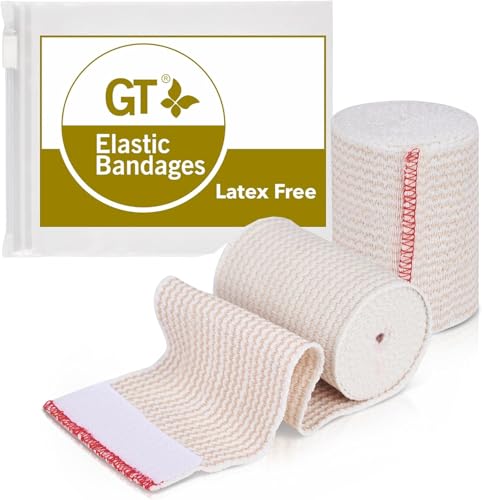 Premium Elastic Bandage Wrap - 3" Wide, 2 Pack - Latex Free Compression