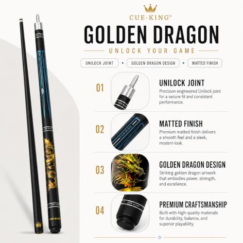 Cue-King Dragon Pool Cue 10.5mm Solid Wood Fiberglass Unilock Joint
