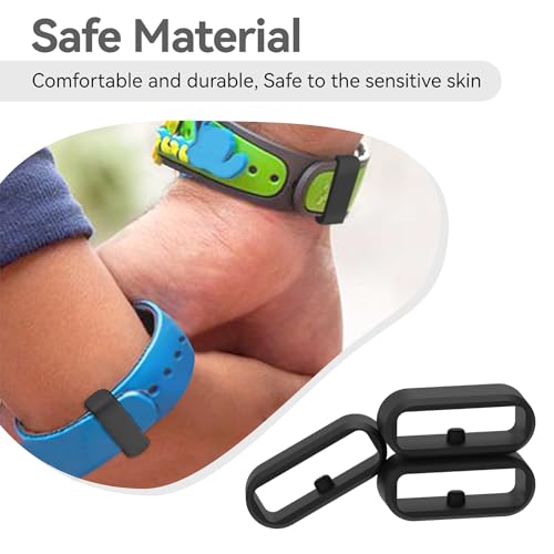 Silicone Band Keeper Rings for Smart Bands - Black - 6 Pack