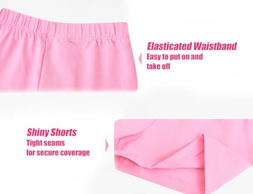 Girls Sparkly Gymnastics Leotard Set with Shorts - Pink Stripe, 7-8 Years