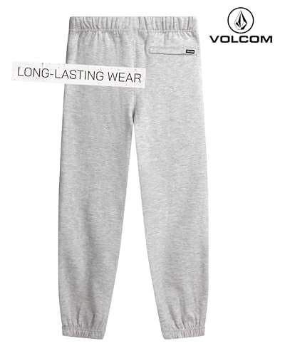 Volcom Boys Grey Heather Lightweight Fleece Joggers Size 10-12 with Pockets & Drawstring
