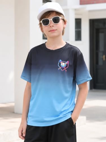 Lovekider Boys Gradient T-Shirt 9-10 Years Drip Baseball Short Sleeve Graphic Tee