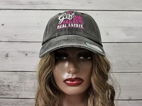 This Girl Sells Real Estate Embroidered Baseball Hats for Men Women - Shenbors Washed Black