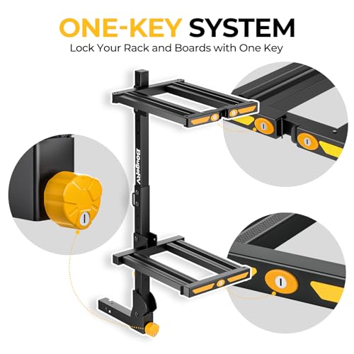 Lockable Folding Ski & Snowboard Rack for 2" Receiver - Holds 6 Skis or 4 Boards