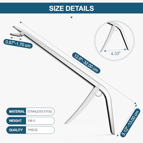 11.5-Inch Stainless Steel Fishing Hook Extractor - Serrated Jaw Dehooker