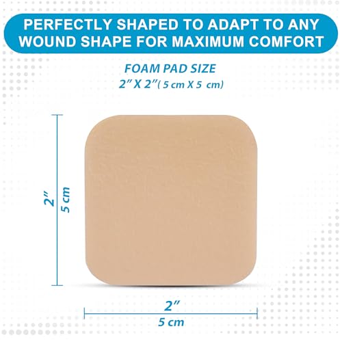 Waterproof Non-Adhesive Foam Wound Dressing - 2"x2", Box of 5