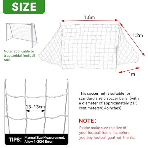 Kids Soccer Net 6x4ft Replacement Goal Net for Backyard & Training