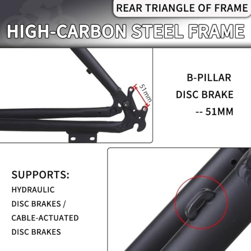 26-Inch Mountain Bike Frame - Aluminum Alloy Softtail Suspension - Black