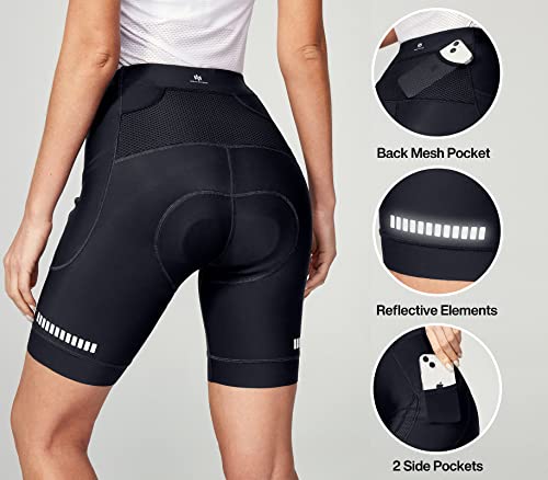 4D Padded Cycling Shorts for Women with Pockets - Black, Medium