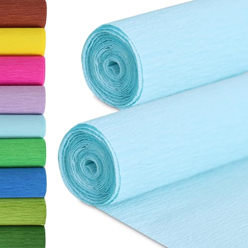 Sky Blue Crepe Paper Roll - 2 Rolls, 9.8" x 8ft for Crafts