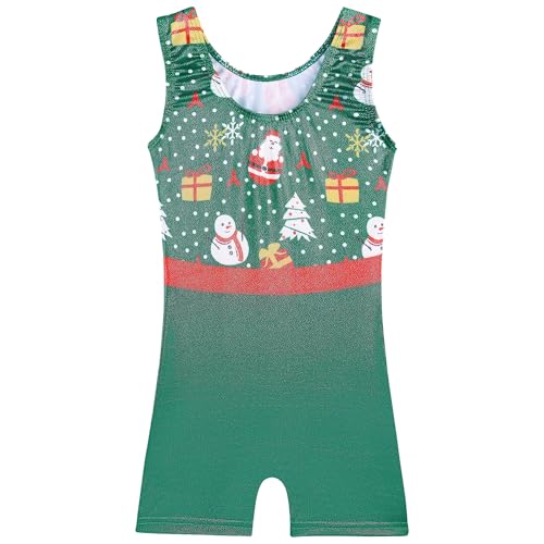 Sleeveless Sparkly Leotard for Girls - Christmas Green, 2-3T