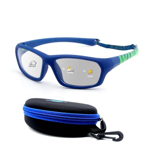 Kids Sports Protection Goggles - Photochromic Safety Glasses - Blue/Green