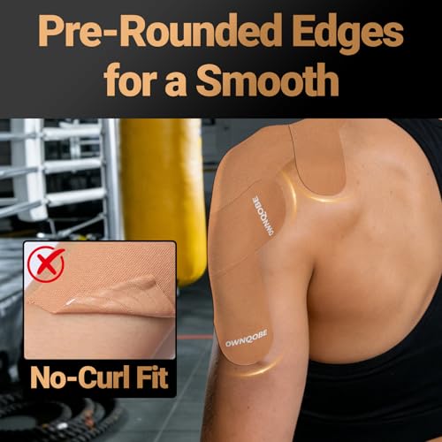 Kinesiology Tape - 2 Rolls with 40 Precut Strips, Waterproof, Beige