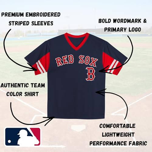 Youth Boys MLB V-Neck Jersey - Boston Red Sox Navy - Sizes 4-18