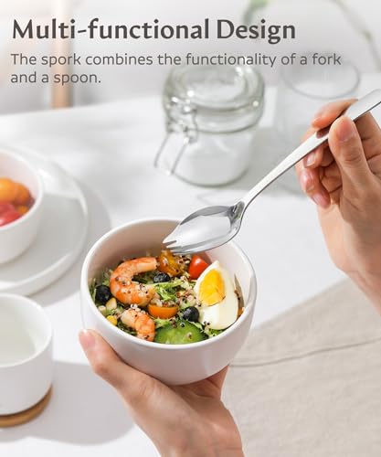 7-Inch Stainless Steel Spork Set - Reusable Metal Sporks, 4 Pack