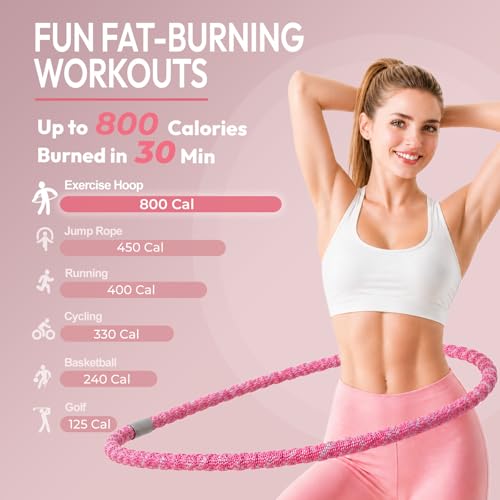 Weighted Hula Hoop for Adults - 2.6lb Portable Exercise Hoop