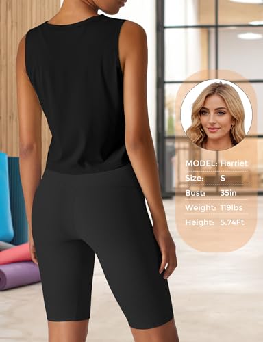 Ice Silk Workout Tank Top for Women - Black, Small