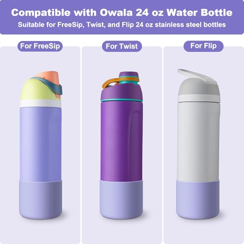 Silicone Water Bottle Boot - Anti-Slip Protector for Owala 24oz - Purple