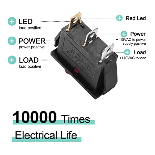 5Pcs AC 250V/15A Electrical Connectors - Not Pre-Wired, Red