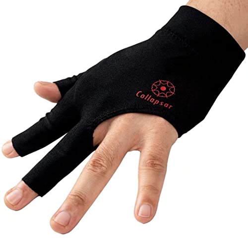 Billiard Gloves - 3 Open Fingers Pool Snooker Cue - Black Medium
