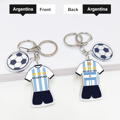 2026 World Cup Soccer Keychain - Fan Souvenir Gift - 2-Piece Set: Argentina