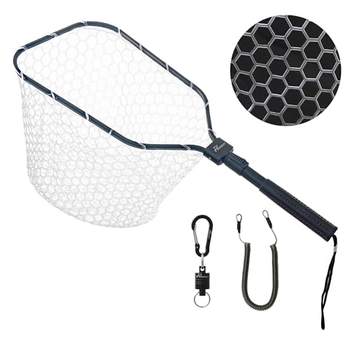 GOODCAT 24.5-Inch Extendable Fly Fishing Net with Rubber Mesh & Magnetic Release