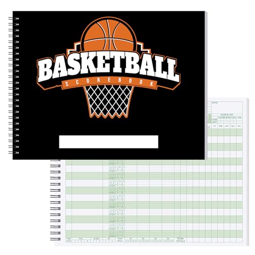 Suituts 8.5x11 In Basketball Scorebook for 40 Games - Side by Side Stats Tracking, High School & League Use, 1 Pack