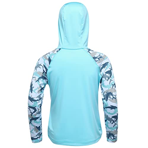 Boys UPF 50+ Rash Guard Swim Hoodie - Long Sleeve Fishing Shirt