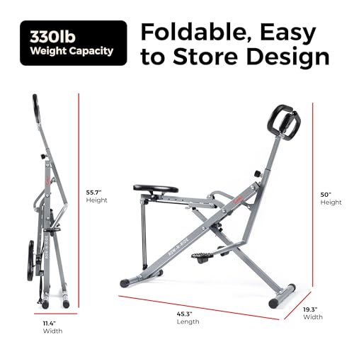 Smart Row-N-Ride Glute & Leg Trainer - Foldable Squat Assist Rower - Grey